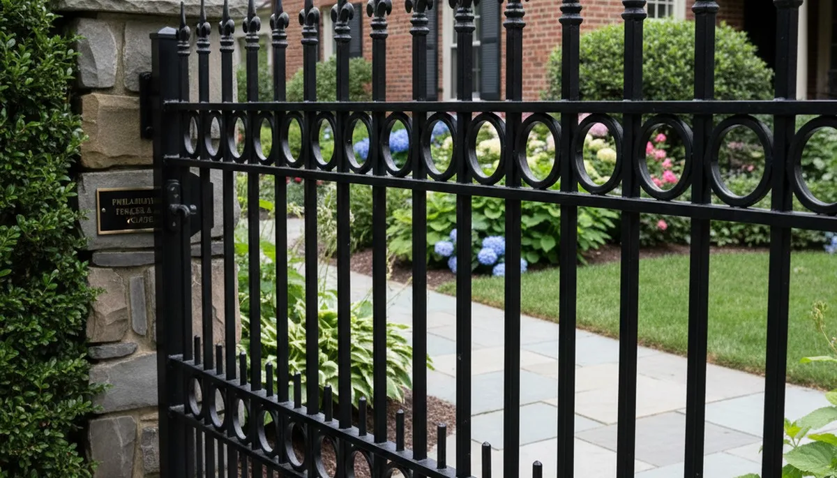 Ornamental black metal fence installation by Chop Chop Landscaping in Philadelphia, PA