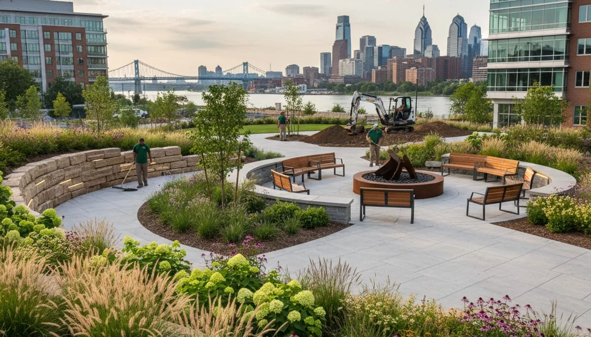 Landscaping crew serving Philadelphia, PA for lawn care, garden maintenance, and outdoor property improvements