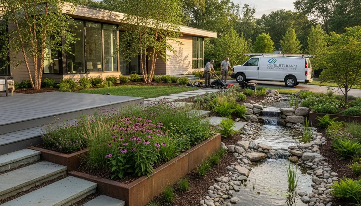 Philadelphia, PA landscaping crew providing professional residential lawn and garden maintenance services