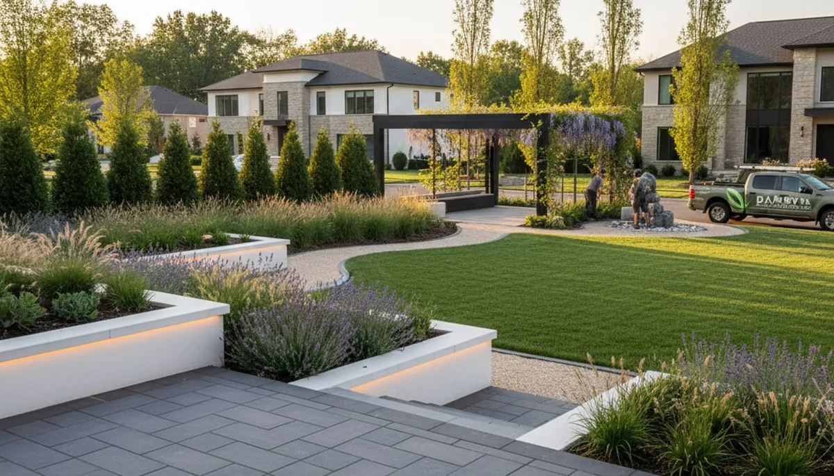 Philadelphia, PA landscaping crew providing professional lawn care and landscape maintenance