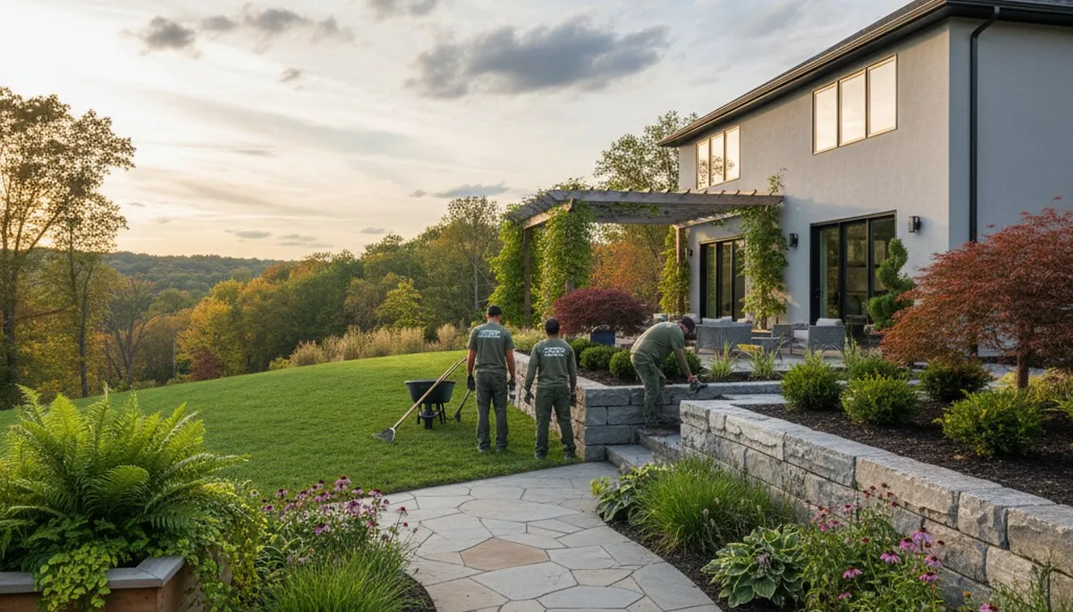 Philadelphia, PA landscaping crew providing professional lawn and garden maintenance services