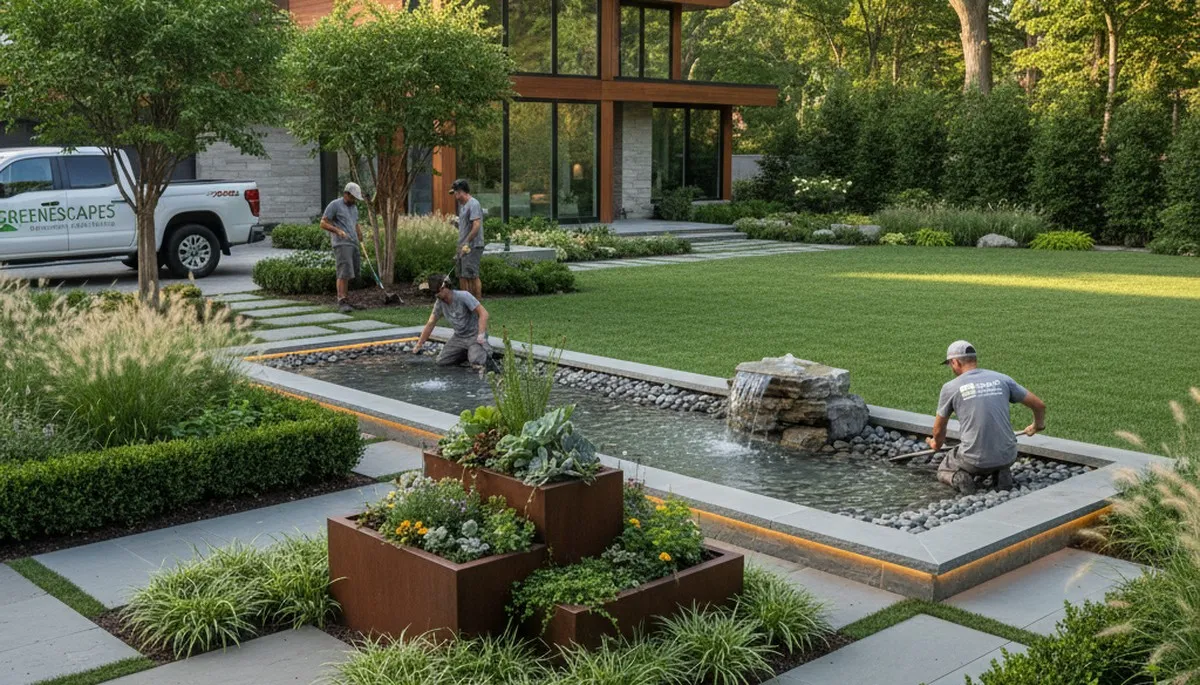 Landscaping crew serving Philadelphia, PA with professional lawn and yard maintenance services