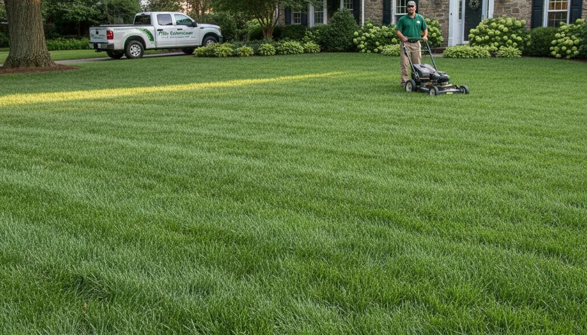 Lush green residential lawn showing professional landscaping results in Philadelphia, PA